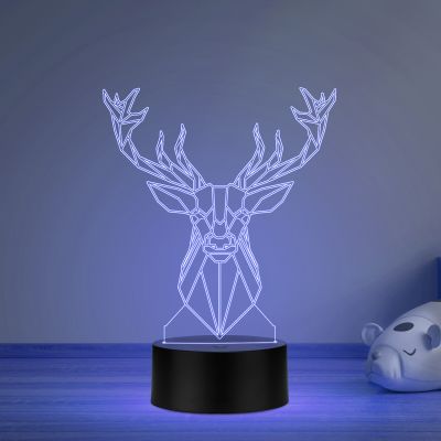 3D Illusion Deer Acrylic led lamp 7 Color Changing Light Lamp for Bedroom Decor